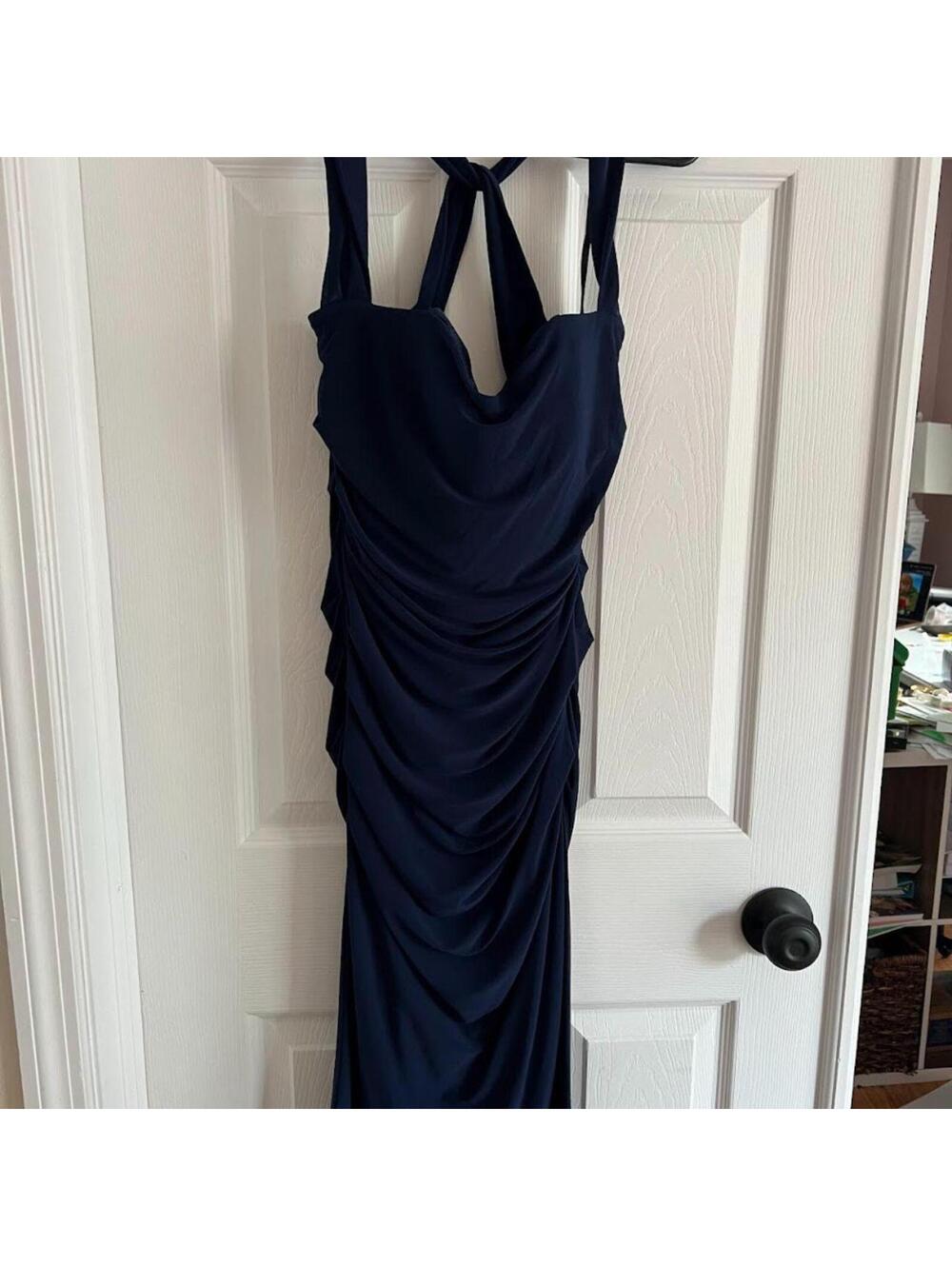 Laundry by Shelli Segal Navy  Ruched Evening Dress Size 8